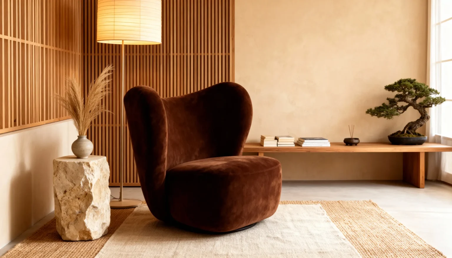 Дизайнерське крісло Gelate Woodline в інтер’єрі з дерев’яними панелями