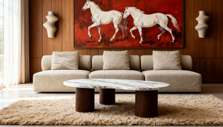 Прямий диван на високих ніжках у сучасній вітальні KAIZEN