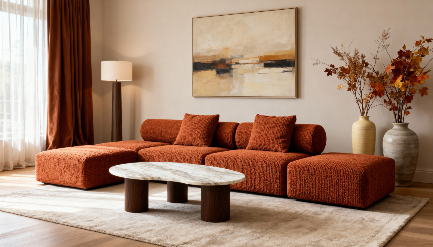 Преміальний модульний диван під замовлення у сучасній вітальні, Київ