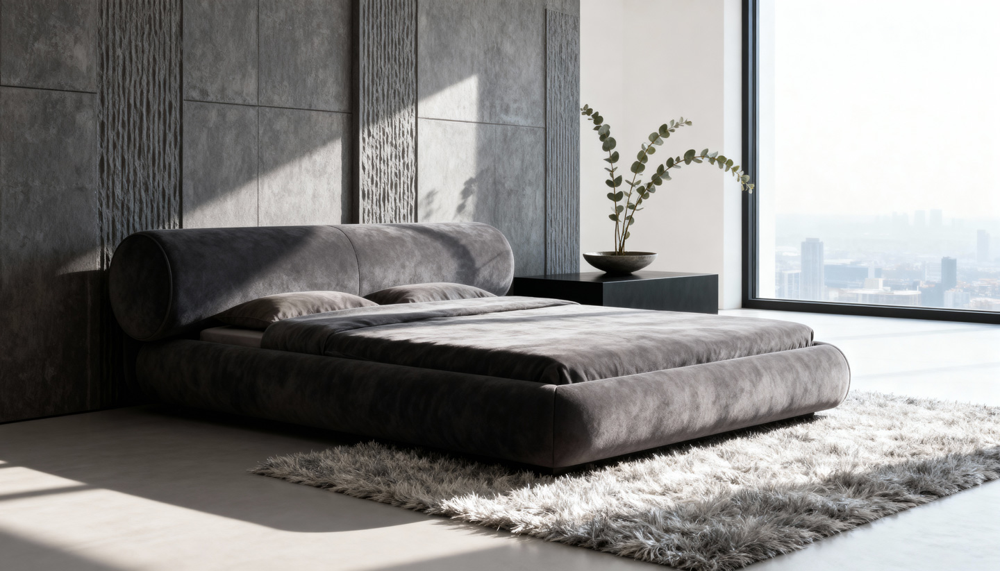 ліжко двоспальне у сучасній спальні KAIZEN, купити ліжко преміум класу