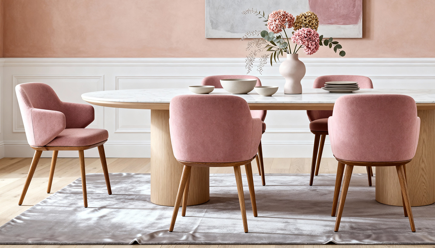 Стільці обідні та крісла обідні у світлому інтер’єрі