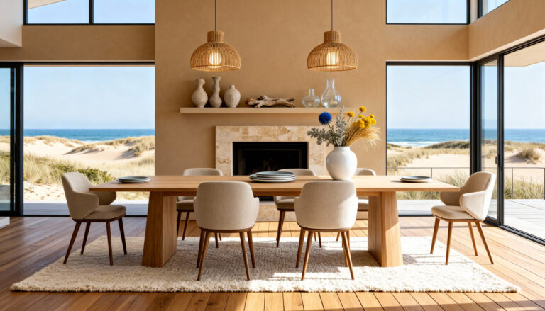 стіл на кухню з натурального дерева у світлому інтер’єрі