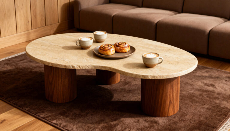 Журнальні столики й кавові столики у сучасній вітальні з диваном